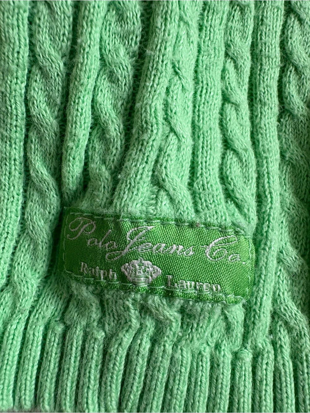 Vintage Polo Jeans Co. Ralph Lauren Green Cable Knit Sweater - Picture 5 of 7
